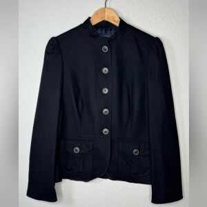 Banana Republic Wool Military Blazer Jacket Black Size‎ 12 Peplum Blazer Jacket